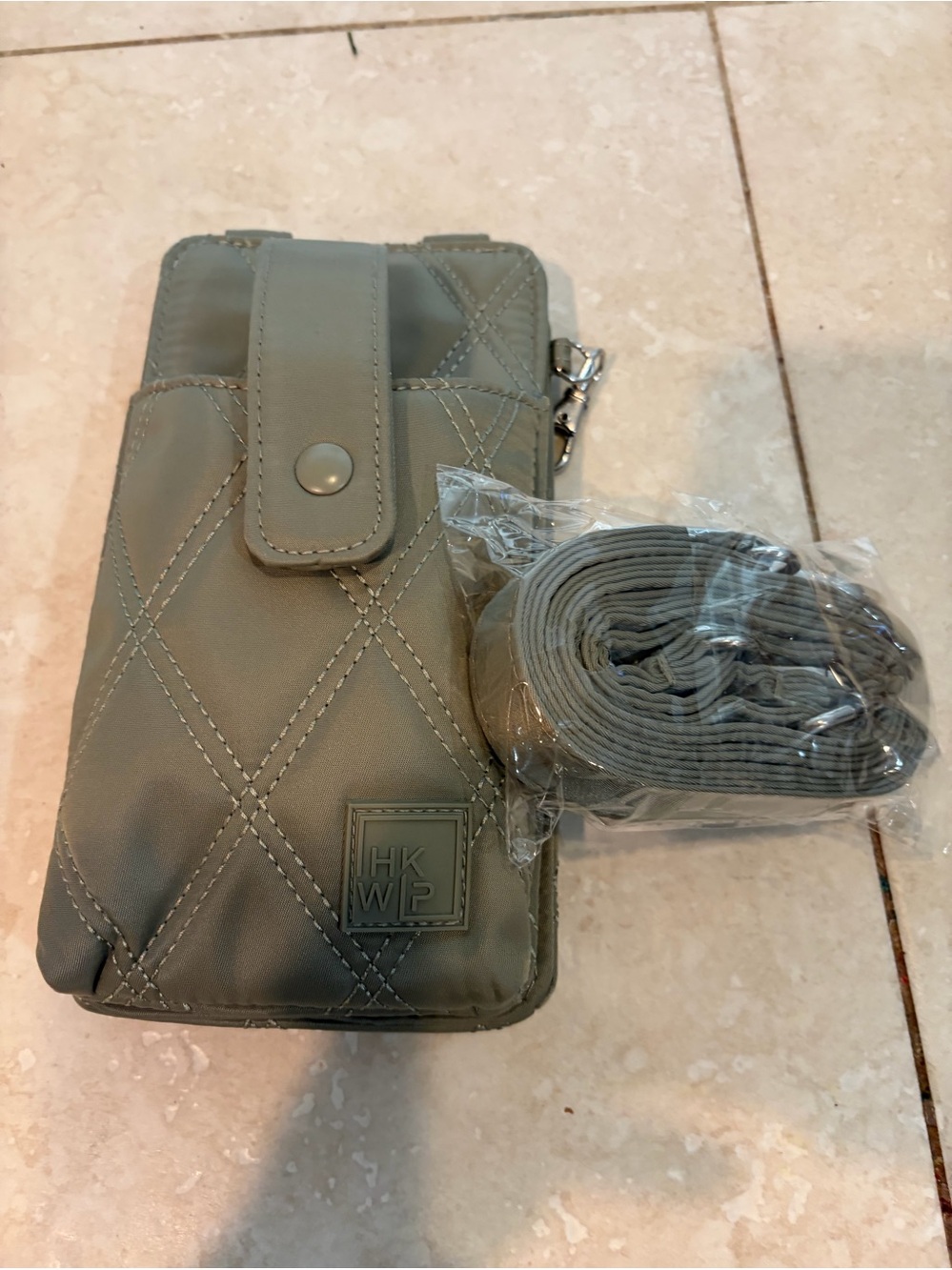 NWOT HKWP Quilted Crossbody Phone Pouch in Taupe